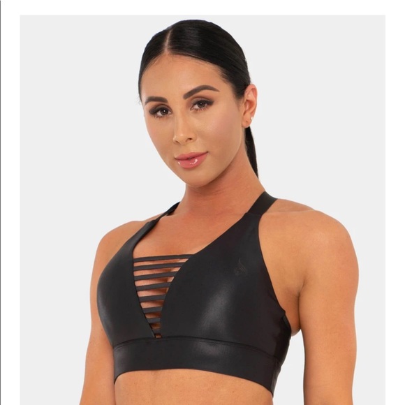 Ryderwear Wet Look Black sports bra NWT - Picture 1 of 5